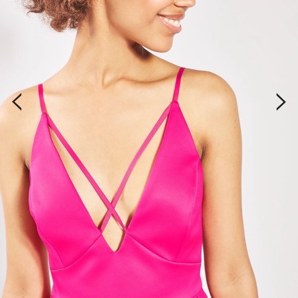 NWT Topshop hot pink cross front spaghetti strap mini cocktail dress Size 4 - Picture 3 of 6